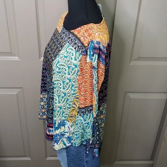 NWT Multiples Colorful Patchwork Women's Top Size Small - Picture 4 of 8